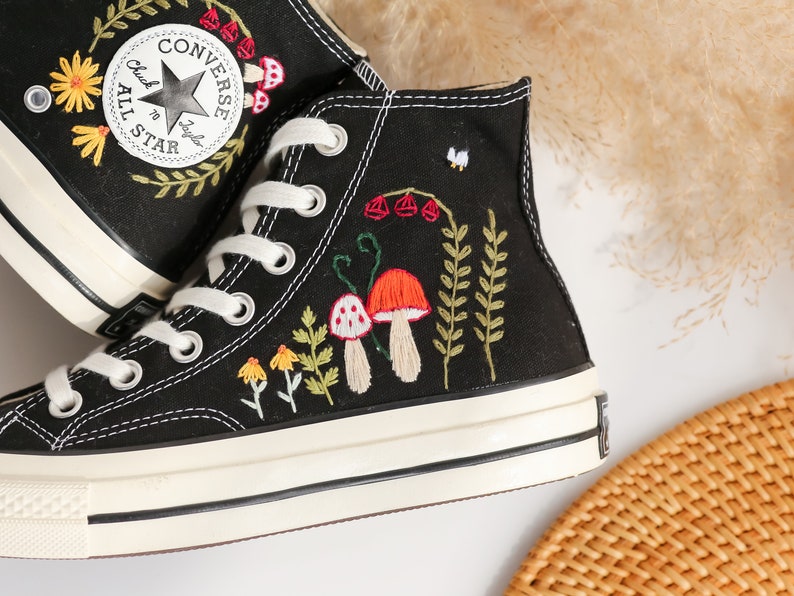 Mushroom Embroidered Converse High Top