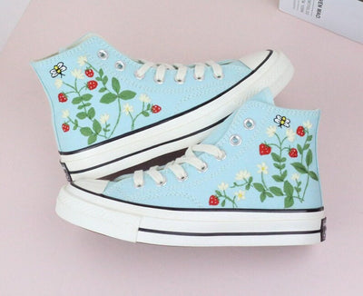 Strawberry Daisy Converse Embroidery