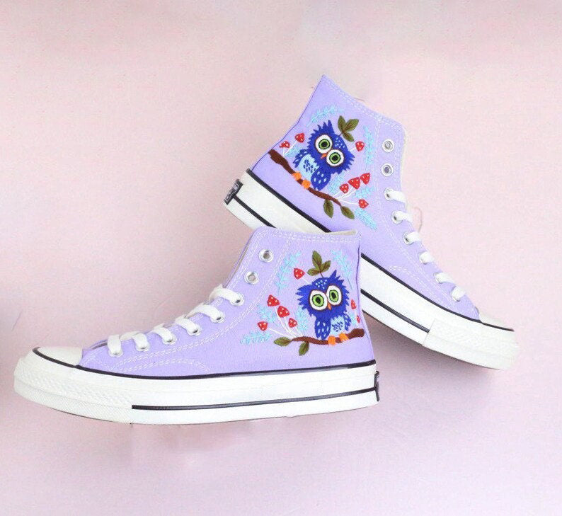 Owl Mushroom Converse Embroidery