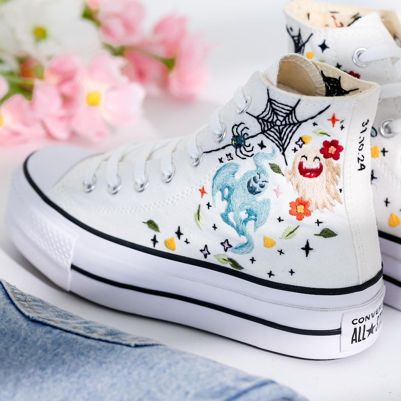 Spooky Embroidered Converse Shoes