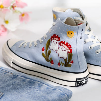 Ghost Embroidered Converse Shoes