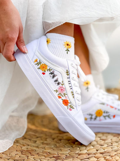 Cat Rose Wedding Converse Embroidery