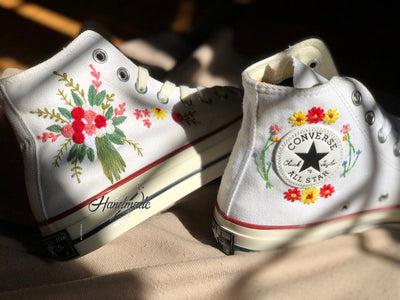 Bouquet Daisy Wreath Converse Embroidery