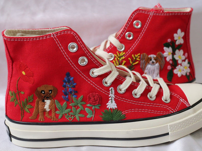 Puppy Wildflower Converse Embroidery