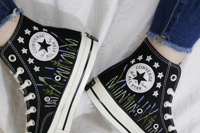 Lavender Night Converse Embroidery