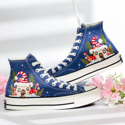 Christmas Embroidered Converse Shoes