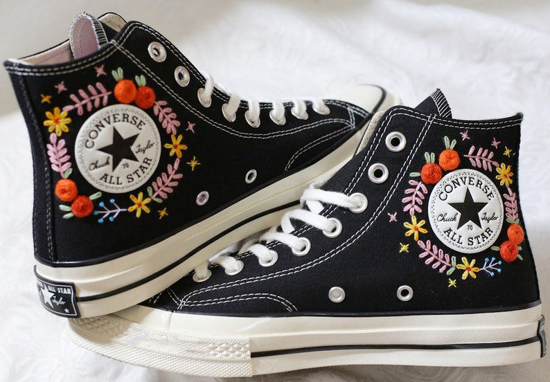Poppy Daisy Bouquet Converse Embroidery