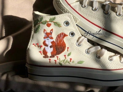 Chameleon Squirrel Converse Embroidery