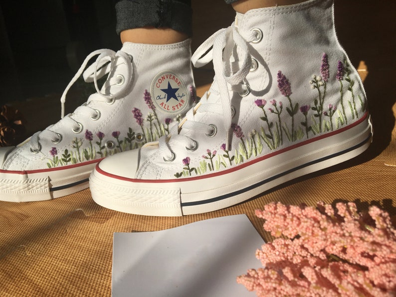 Lavender Field Converse Embroidery