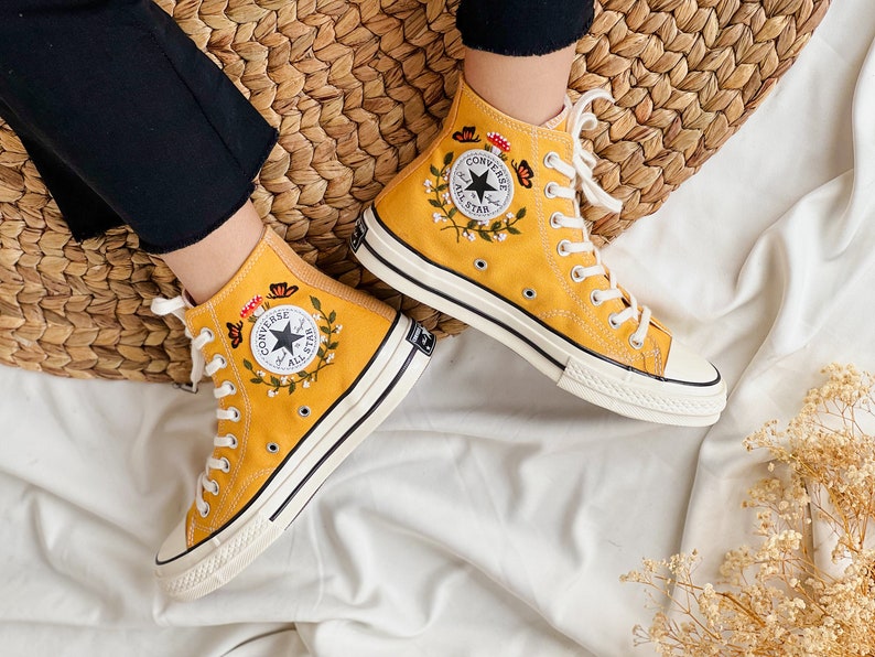 Mushroom and Butterfly Converse Embroidery