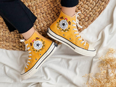 Mushroom and Butterfly Converse Embroidery