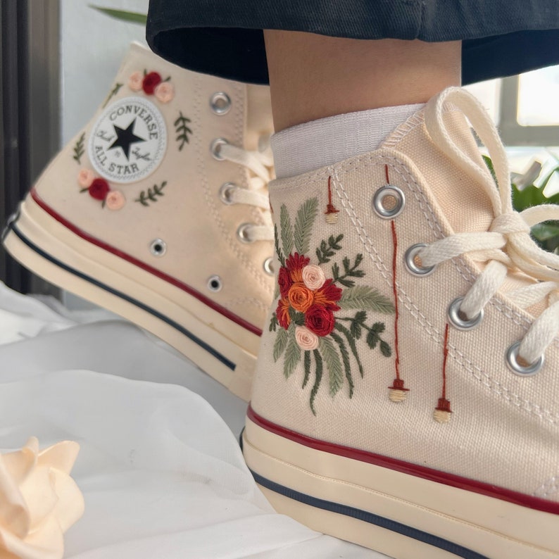 Autumn Rose Bouquet Converse Embroidery