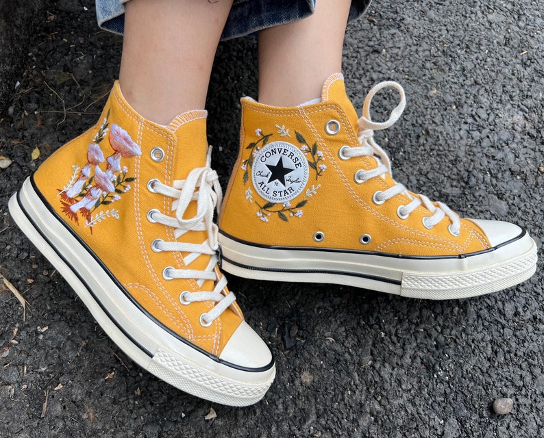 Orange Mushrooms Converse Embroidery