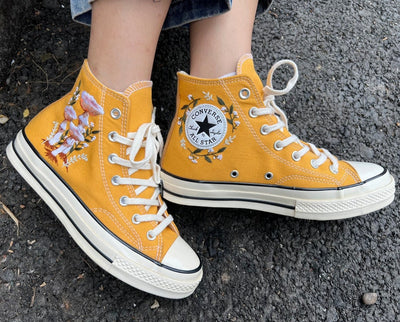 Orange Mushrooms Converse Embroidery