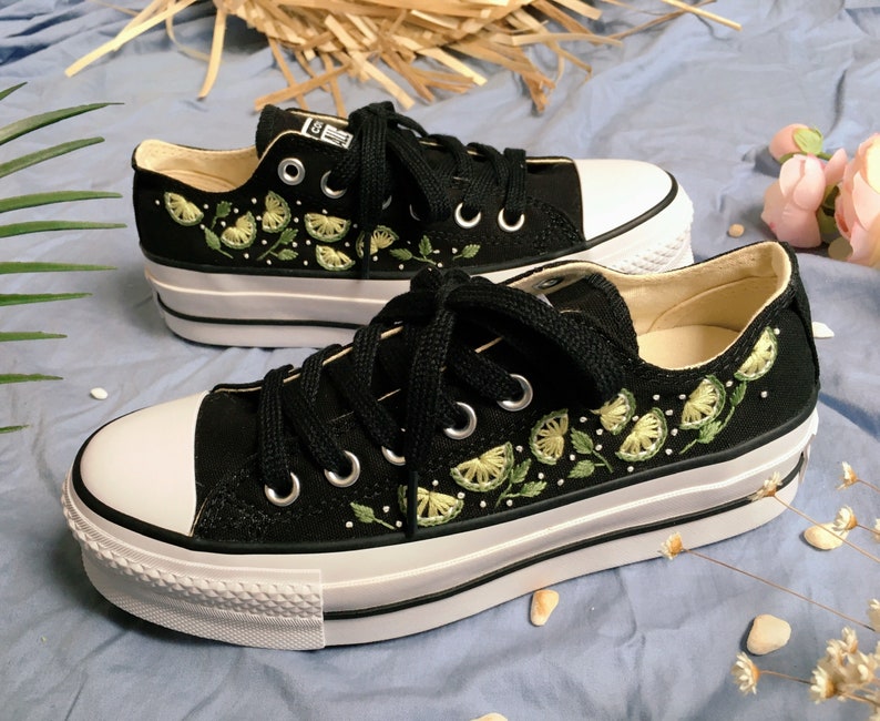 Lime Slice Converse Embroidery