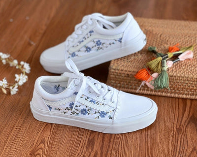 Blue Forget Me Not Converse Embroidery