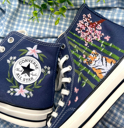 Tiger and Bamboo Converse Embroidery