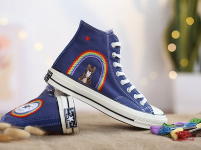 Rainbow Cat Converse Embroidery