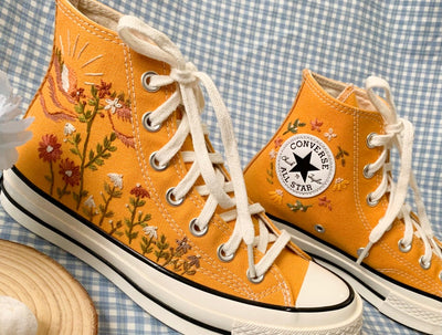 Bird & Wildflowers Converse Embroidery