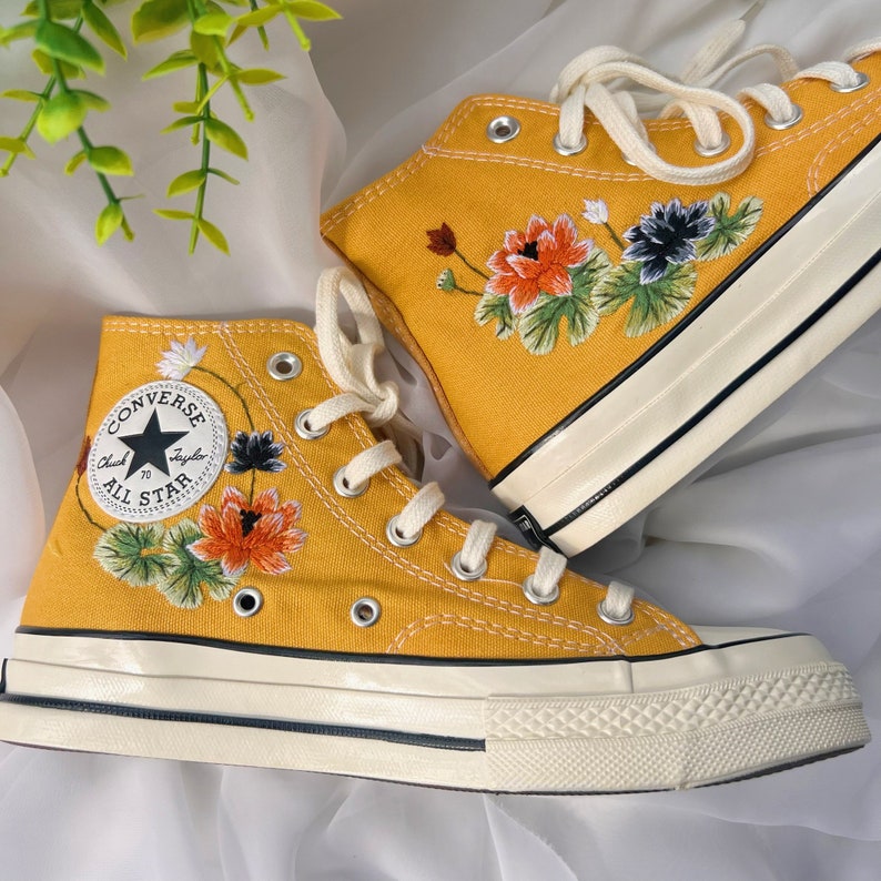 Lotus Flowers Converse Embroidery