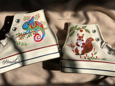 Chameleon Squirrel Converse Embroidery