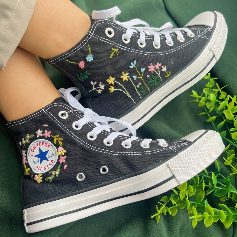 Pastel Wildflowers Converse Embroidery