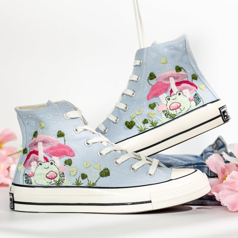 Mushroom Embroidered Converse Shoes