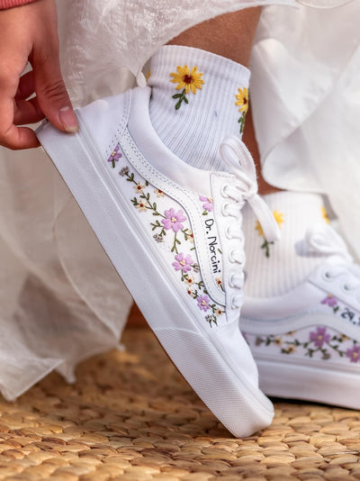 Purple Wildflowers Converse Embroidery