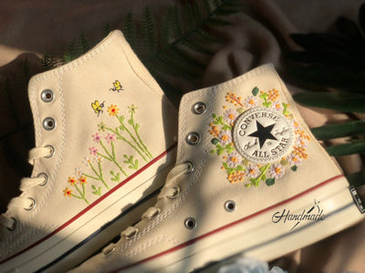 Butterfly Daisy Wreath Converse Embroidery