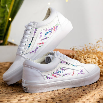 Lavender Pastel Vine Converse Embroidery
