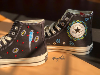 Science Lab Microscope Converse Embroidery