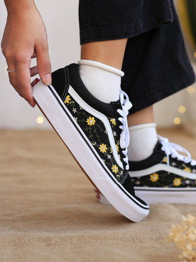 Yellow Daisy Converse Embroidery