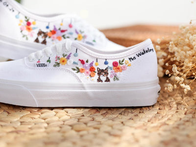 Cat Wildflower Converse Embroidery