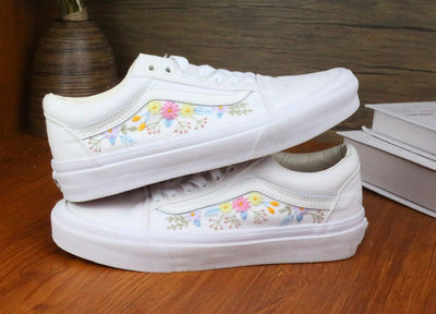 Pastel Wildflower Vans Embroidery