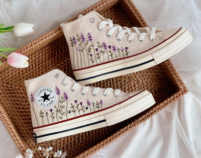 Lavender Field Converse Embroidery