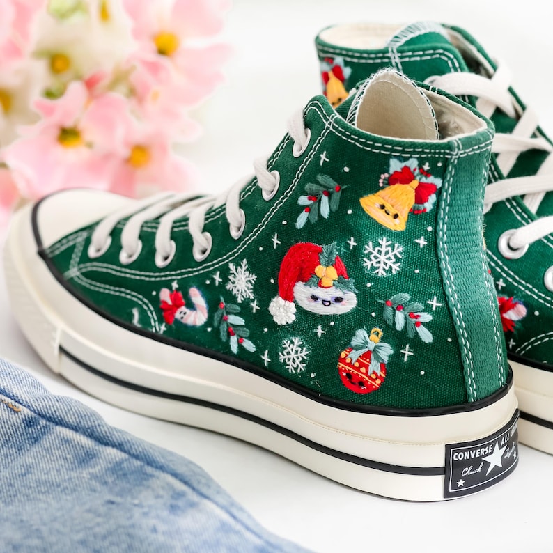 Christmas Embroidered Converse Shoes