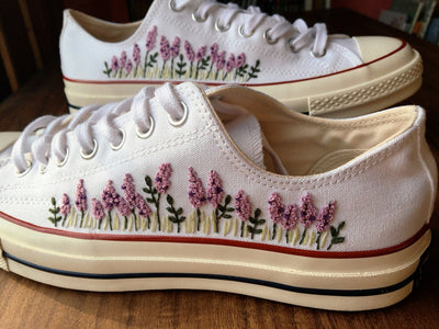 Lavender Field Converse Embroidery
