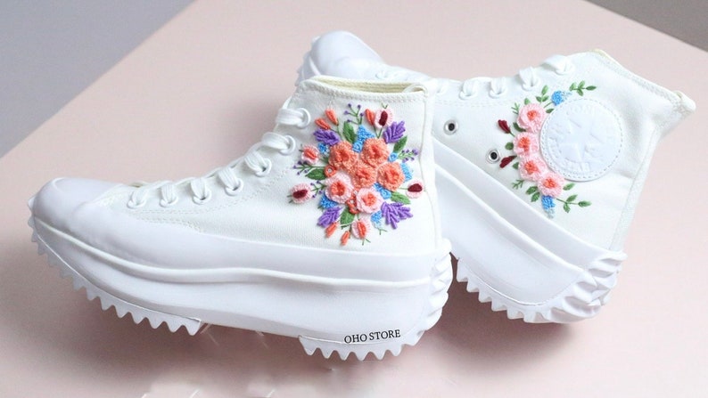 Converse Embroidered Flower Shoes