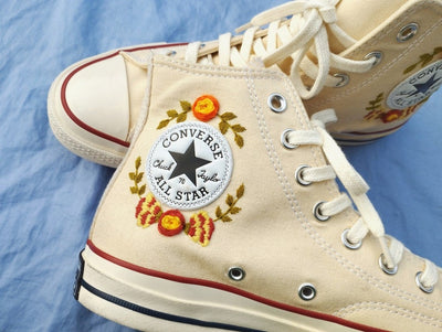 Yellow & Orange Wildflowers Converse Embroidery