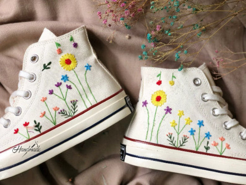 Daisy Wildflower Converse Embroidery