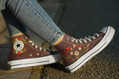 Daisy Poppy Meadow Converse Embroidery