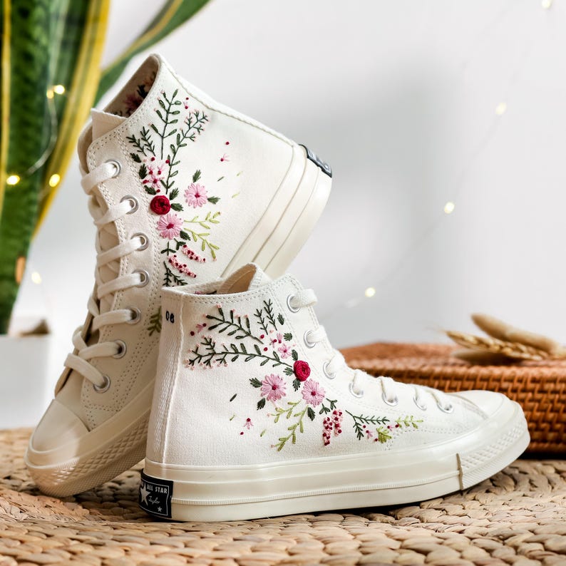 Wedding Flowers Embroidered Converse