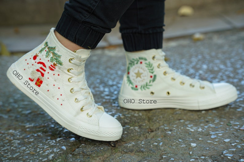 Santa Claus and Reindeer Embroidered Shoes