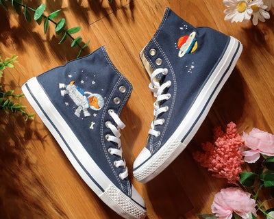 Astronaut Dog and Planet Converse Embroidery