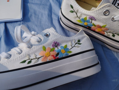 Custom Converse Platform Flower Embroidery