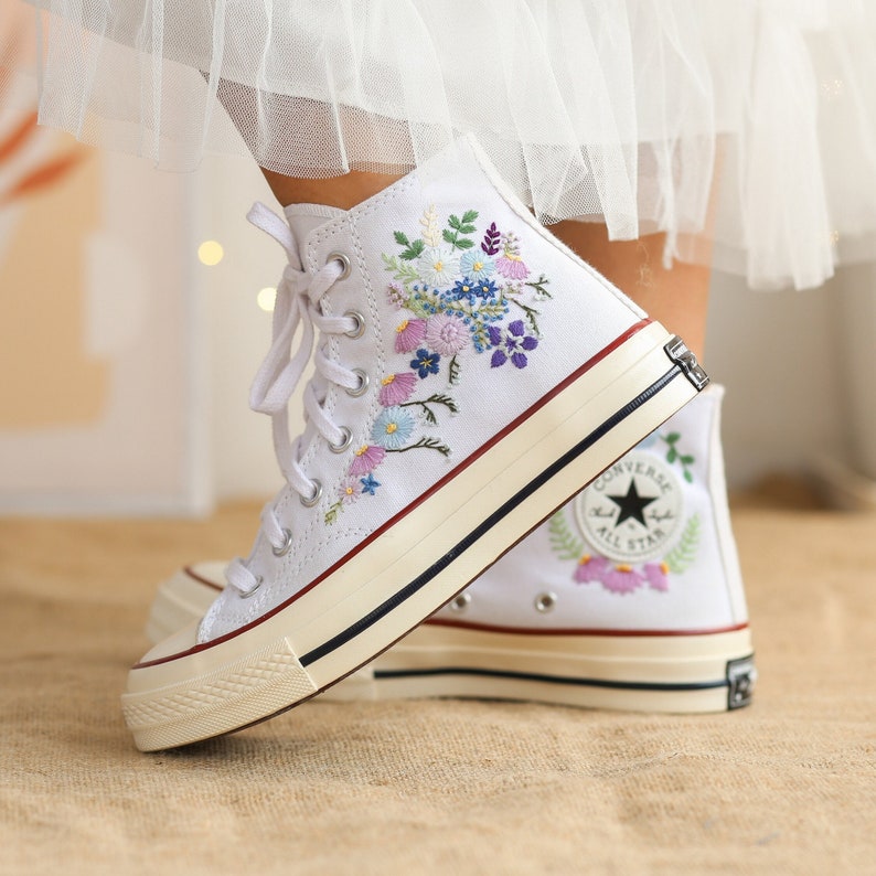 Pastel Wildflower Converse Embroidery