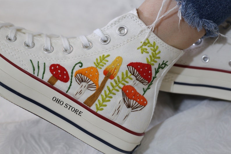 Mushrooms Embroidered Converse Custom