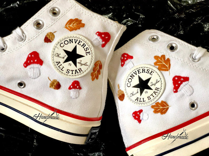 Autumn Mushrooms Converse Embroidery