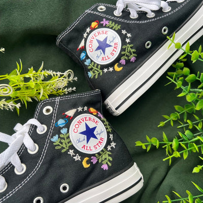 Mushrooms and Dandelions Converse Embroidery