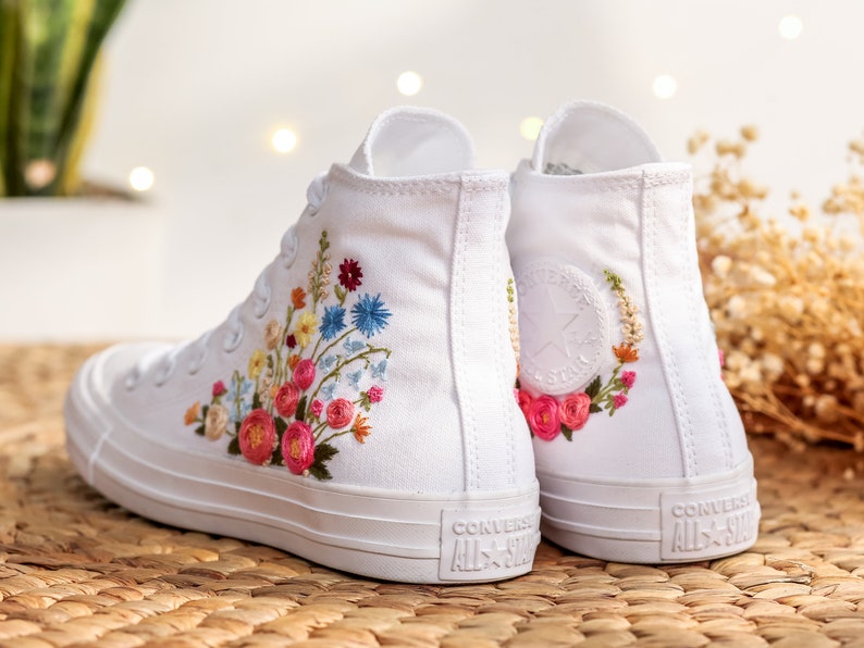 Colorful Rose Bouquet Converse Embroidery